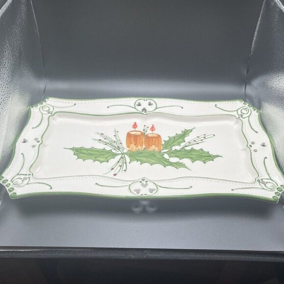 Gorgeous Holiday RCCL Portugal Majolica Hand Painted Rectangular Platter - Picture 1 of 7